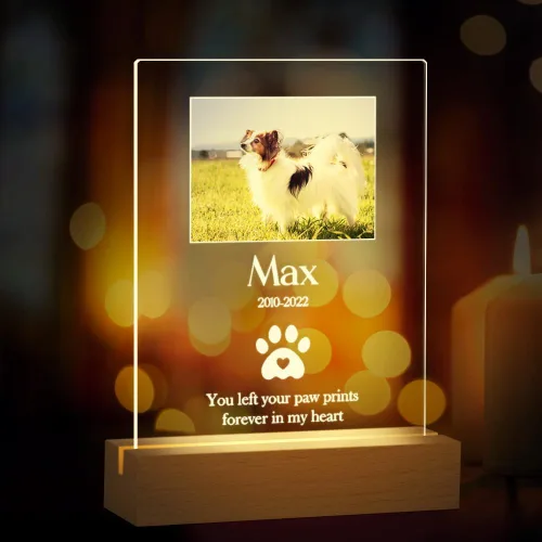 Vista 10 de Regalos conmemorativos personalizados para perros por pérdida de perro, regalos conmemorativos para mascotas para perros y gatos, placa fotográfica