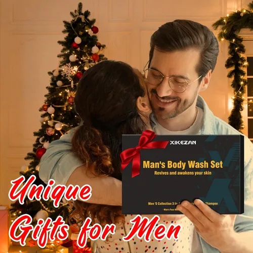 Vista 2 de Regalos para hombres, set de regalo de gel corporal para hombre, limpieza e hidratación de la piel con lavado facial, desodorante, sándalo y colonia