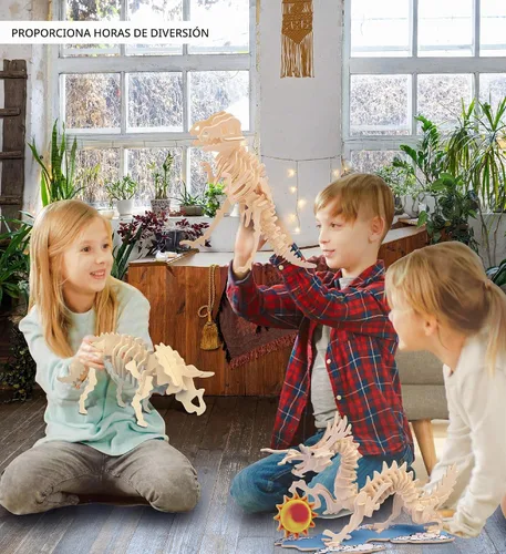 Vista 4 de Puzzled Rompecabezas 3D de madera de dinosaurio modelo de kit
