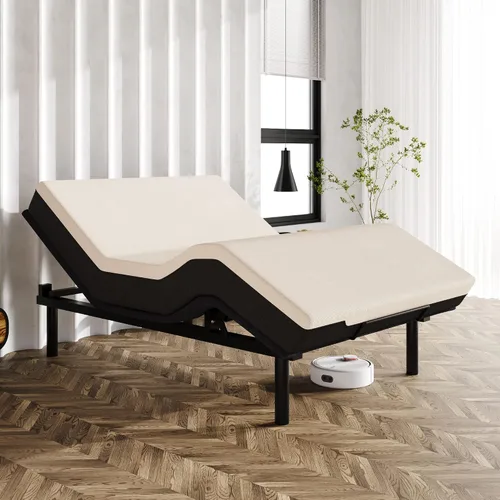 Vista 6 de MUTICOR Base de cama ajustable de tamaño matrimonial, base de cama eléctrica con inclinación independiente de cabeza y pie, control remoto