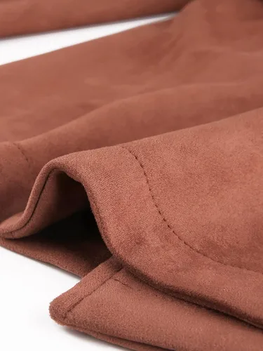 Vista 5 de Allegra K Gabardina de gamuza sintética para mujer, solapa con muesca, doble botonadura con cinturón