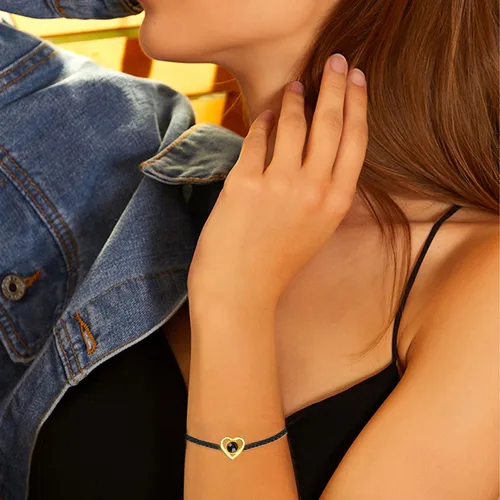 Vista 7 de JINLIN Pulseras de proyección personalizadas, pulseras de fotos personalizadas para mujeres y hombres, pulsera con texto en inglés "I Love You