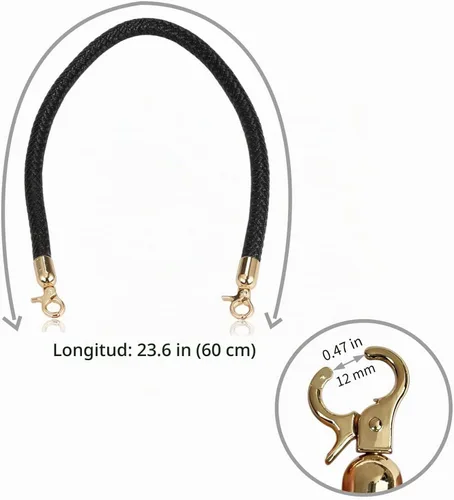 Vista 5 de Allzedream - Correas de bolso de hombro de cuero, reemplazo de bolso de mano con asa trenzada Negro