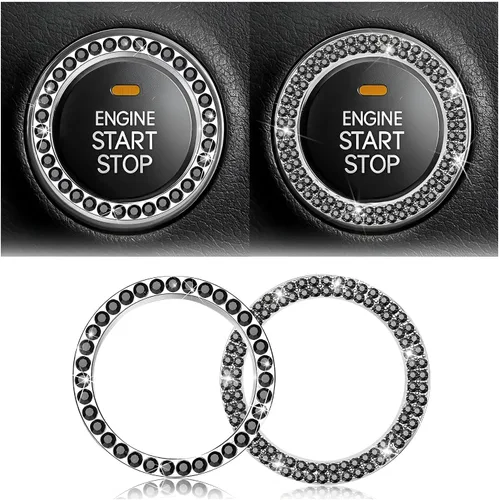 Vista 12 de Calcomanías de anillo de arranque de motor con diamantes de imitación de cristal, paquete de 2 unidades, cubierta / calcomanías para botón de Doble