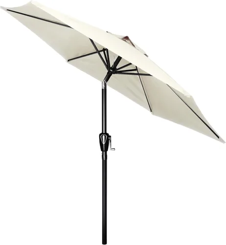 Vista 10 de HealSmart Sombrilla de patio de 7.5 pies con botón de inclinación/manivela, sombrilla de mesa al aire libre, 6 varillas resistentes para jardín