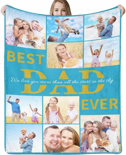 Vista 11 de Manta personalizada, manta personalizada con fotos: fabricada en Estados Unidos, regalos de cumpleaños para papá, mamá de hija o hijo, mantas