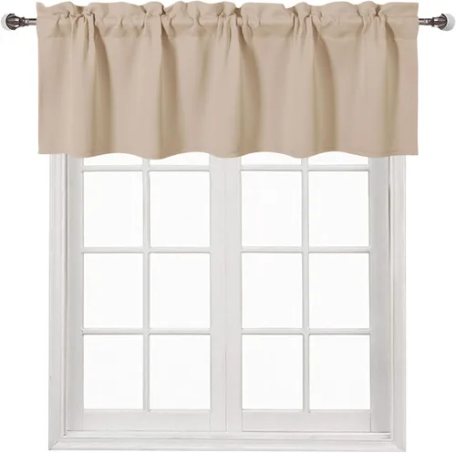 Vista 80 de DWCN Cenefa para ventana de cocina, con bolsillo para barra, para ventana, sala de estar/sótano, 36 x 16 pulgadas de largo, 1 panel, beige