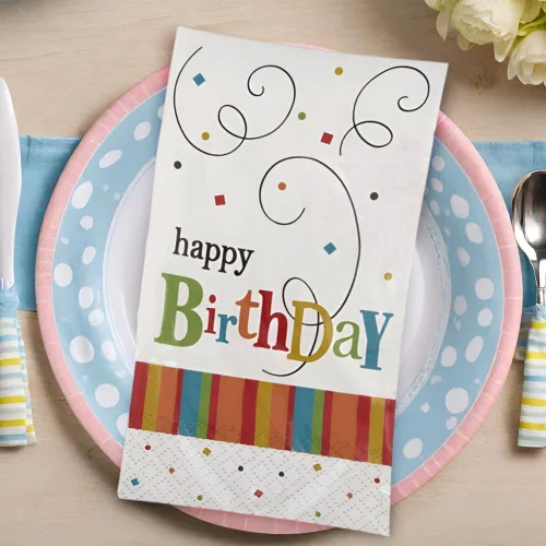 Vista 3 de Toallas de papel para invitados de confeti de cumpleaños 12.9 x 15.7 pulgadas 24 piezas