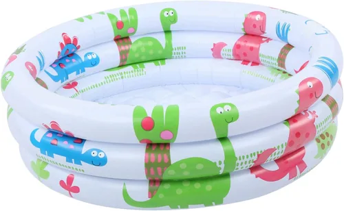 Vista 6 de Piscina infantil inflable redonda blanca de PVC para niños y niños pequeños, fácil de almacenar y transportar, ideal para patio trasero, baño, playa