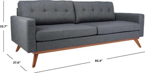 Vista 2 de Safavieh Couture Home Gneiss Mid-Century - Sofá copetudo moderno gris pizarra y marrón oscuro