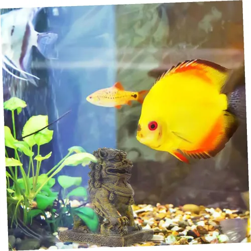 Vista 7 de Happyyami 2 piezas de adorno de león micro paisaje acuario decoración manualidades con diseño chino símbolo de fuerza y prosperidad para peceras