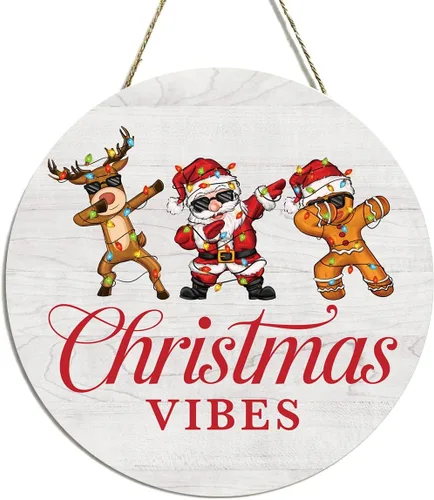 Vista 19 de Decoración de gnomos de Navidad para interiores, decoraciones de Navidad azules, muñeco de nieve, copo de nieve, rústico, granja, madera, placa