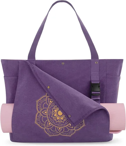 Vista 22 de Gonex Bolsa para Esterilla de Yoga, Bolsa de Gimnasio Tipo Tote con Múltiples Bolsillos para Mujeres y Hombres, Portaesterillas de Yoga de Lona