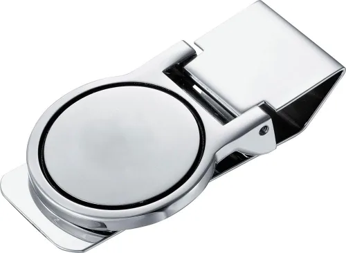 Vista 4 de Visol Clip de dinero con bisagras personalizado con grabado de monograma de círculo, plateado