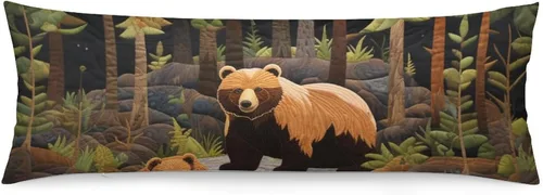 Vista 9 de Funda de almohada corporal de invierno con diseño de pájaros en el bosque, decorativa, larga, con cremallera, para decoración de sofá, sofá, 20 x 54