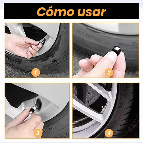Vista 5 de Ajxn Paquete de 4 tapas de válvula de neumático con calavera para rueda de coche, cubiertas herméticas a prueba de polvo, tapas universales