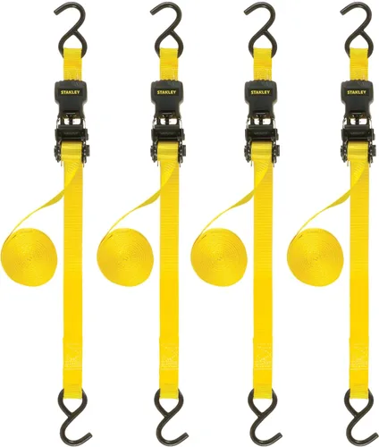 Vista 14 de STANLEY S10002-12 Correas de trinquete negras/amarillas de 1" X 12' - Carga de trabajo segura de 500 LBS / Fuerza de rotura de 1,500 LBS, paquete
