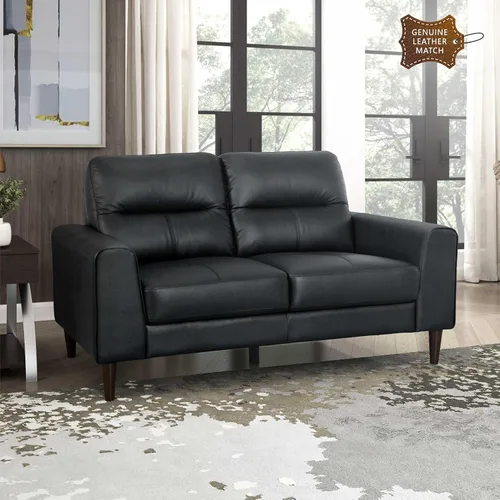 Vista 12 de Lexicon Juego de 2 muebles de sala de estar, juego de sofá de cuero de grano superior, brazo de pista, patas de madera maciza, cómodos sofás que