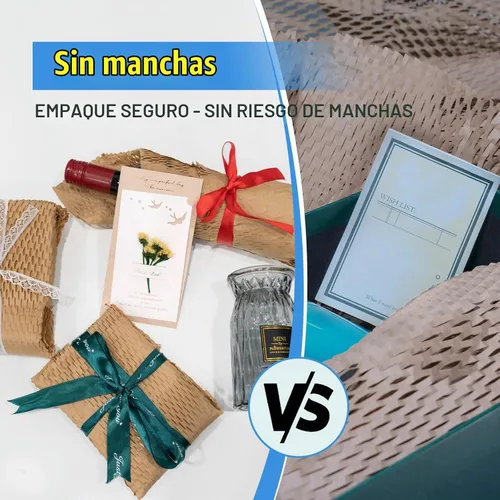 Vista 4 de Rollo de papel de embalaje de panal de abeja de 12 pulgadas x 295 pies con calcomanías frágiles, envoltura acolchada biodegradable para mudanza