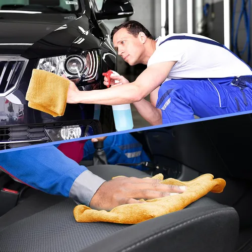 Vista 7 de Tallew Paquete de 12 almohadillas aplicadoras de microfibra para automóvil, incluye aplicador de microfibra de cera redonda, toalla de secado
