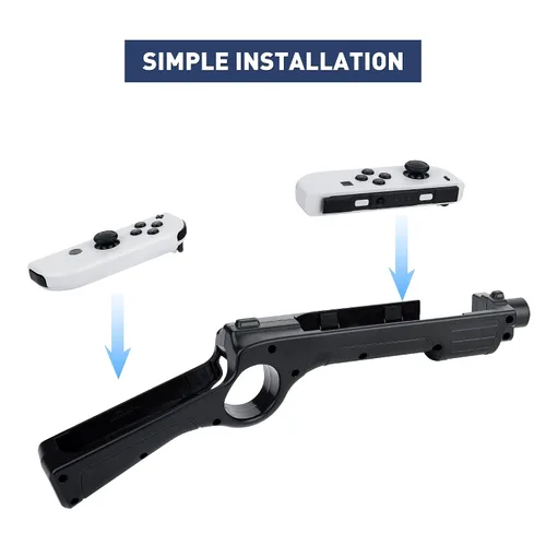 Vista 6 de FANPL Pistola de juego para Nintendo Switch & Switch OLED Joy Con, control de agarre para simulador de caza, para Wolfenstein 2, para Splatoon