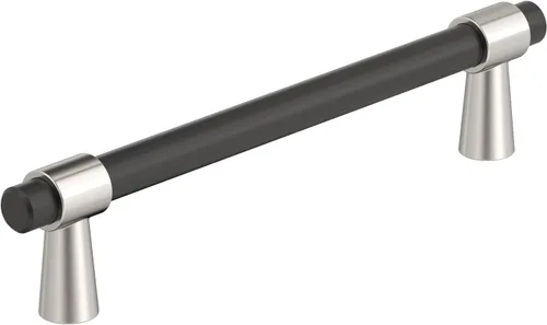 Vista 33 de Amerock BP37385FBG10 Mango de gabinete negro mate/níquel satinado Mango de gabinete de 3 pulgadas (76 mm) de centro a centro Mergence