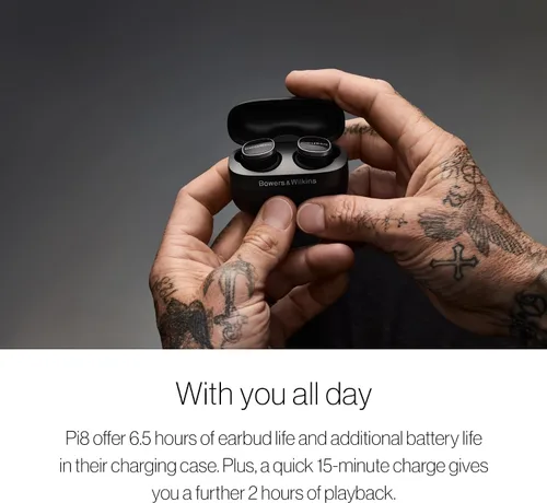 Vista 5 de Bowers & Wilkins Pi8 Auriculares inalámbricos Bluetooth (negro antracita), auriculares Bluetooth intrauditivos con chipset Qualcomm y aptX sin