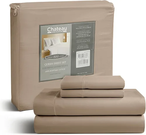 Vista 10 de CHATEAU HOME COLLECTION Tencel - Juego de sábanas de algodón suave, transpirable de 300 hilos con certificación Oeko-TEX, tamaño King, sábanas