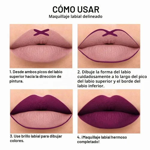 Vista 4 de evpct Juego de 2 lápices delineador de labios y lápiz labial líquido mate de 24 horas, color ciruela púrpura, maquillaje para mujer, lápiz labial