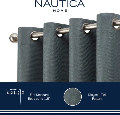 Vista 2 de Nautica Cortinas opacas para el hogar, Providence Ultimate Blackout Classics, cortinas térmicas de privacidad para dormitorio o sala de estar, juego