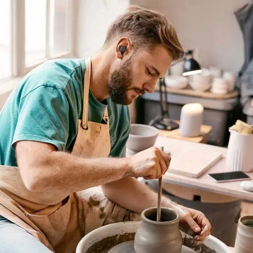 Vista 5 de [Usado] Auriculares Google Pixel Buds Serie A - Auriculares inalámbricos - Auriculares con Bluetooth - Compatibles con Android - Carbón