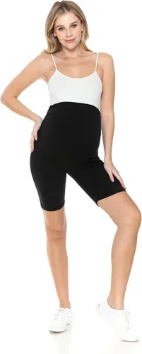 Vista 6 de Leggings Depot Pantalones cortos de maternidad con cintura lateral fruncida para mujer, pantalones cortos sobre el vientre