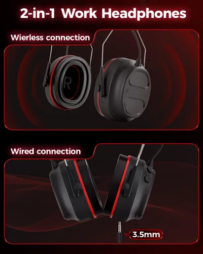 Vista 8 de Protección auditiva electrónica con 4 orejeras de amplificación de sonido, orejeras de gel Bluetooth 6.0, 30dB NRR con orejeras recargables de 120