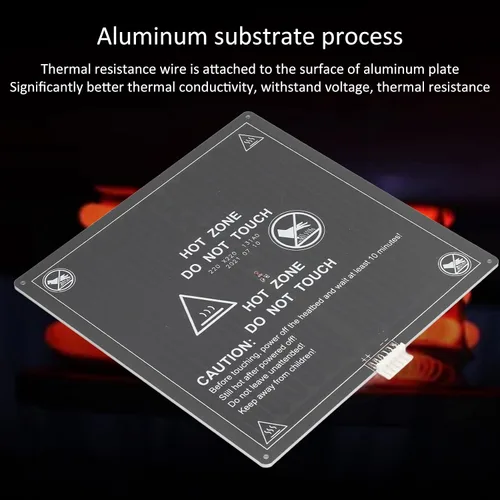 Vista 3 de Placa de cama caliente Impresora 3D de aluminio Reemplazo de estera calentada 12 V 120 W para A8 A6 con alambre Impresora 3D Placa de cama caliente