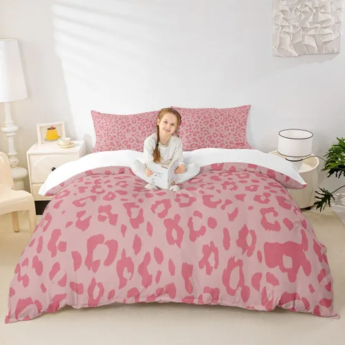 Vista 14 de Juego de funda de edredón para niños, tamaño individual, diseño de cebra y leopardo con purpurina, decoración de habitación para niñas y mujeres
