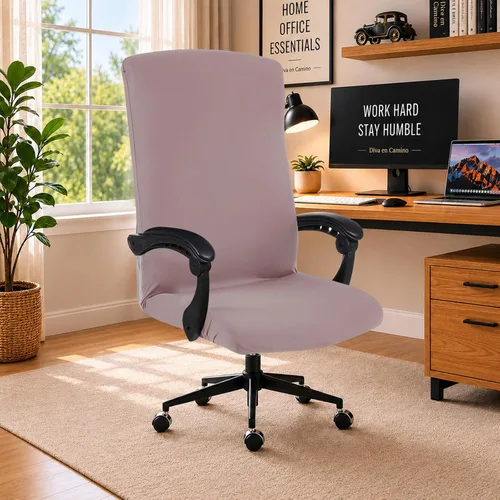 Vista 22 de Fundas elásticas resistentes al agua para sillas de computadora - Protectores lavables para respaldo giratorio y asiento para mascotas - Negro