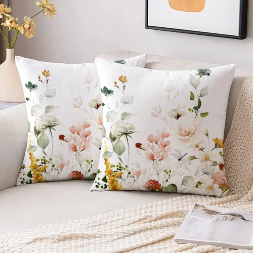Vista 8 de Fundas de almohada azules con acuarela de playa, mar, océano, paisajes de naturaleza, funda de cojín cuadrada para sofá, cama, dormitorio
