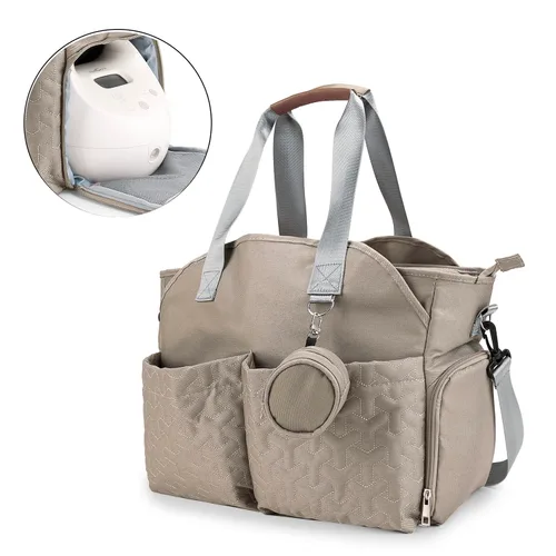 Vista 2 de Bolsa para extractor de leche – Bolsa de pañales para bebé con funda para laptop de 15 pulgadas y bolsillo de aislamiento, se adapta a la mayoría