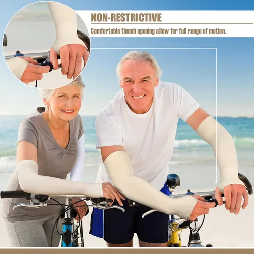 Vista 4 de Eurzom 8 pares de fundas protectoras de piel para ancianos, manga fina para el brazo, moretones contra abrasiones, desgarros, exposición al sol