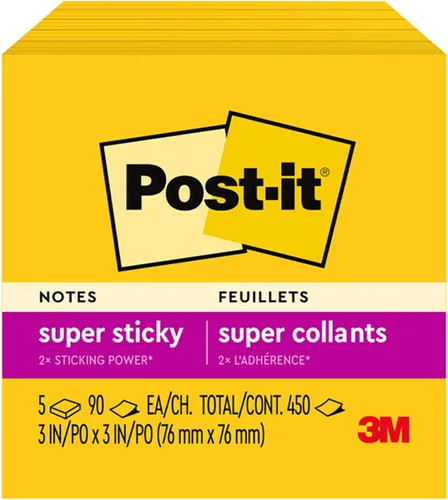 Vista 7 de Notas superadhesivas de Post-it, 3x3pulgadas, Amarillo eléctrico