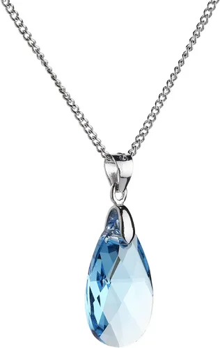 Vista 3 de KRUCKEL Collar con colgante de gota de agua de cristal Swarovski azul, chapado en oro blanco, ligero, hipoalergénico para mujeres, aniversario