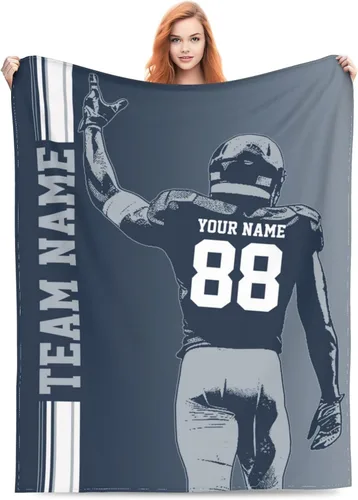 Vista 17 de Dallas - Manta personalizada con estilo de fútbol, con cualquier nombre y número, manta ligera y cálida para viajes, regalos para hombres, mujeres