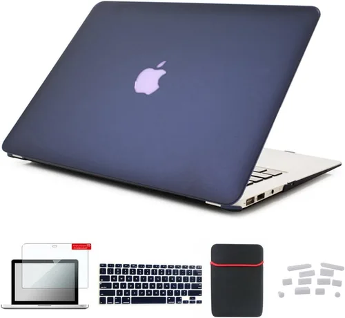 Vista 6 de Pack 5 en 1 de carcasa para MacBook Air, de Se7enline, de plástico duro, tacto suave, con protector de teclado de silicón, protector de pantalla