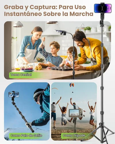 Vista 2 de CAMBOFOTO - Trípode de 82 pulgadas de alto para iPhone con cuello de cisne y control remoto, soporte