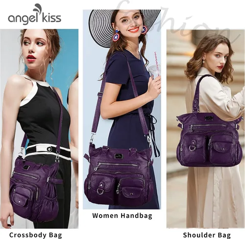 Vista 6 de Angel Kiss Bolsos de mano para mujer, bolsos de cuero sintético PU, bolsos de hombro para mujer, bolsos de bolsillo PU, Bags, Pockets