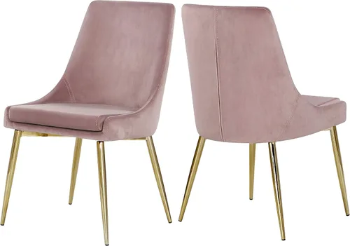 Vista 7 de Meridian Furniture Karina Collection Modern - Silla de comedor tapizada de terciopelo contemporánea con patas de metal resistentes, juego de 2, 19.5