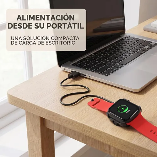 Vista 5 de Cable de carga negro para reloj inteligente HW22, cargador de reloj inteligente, magnético, soporte de muelle, cables adaptadores de cable USB