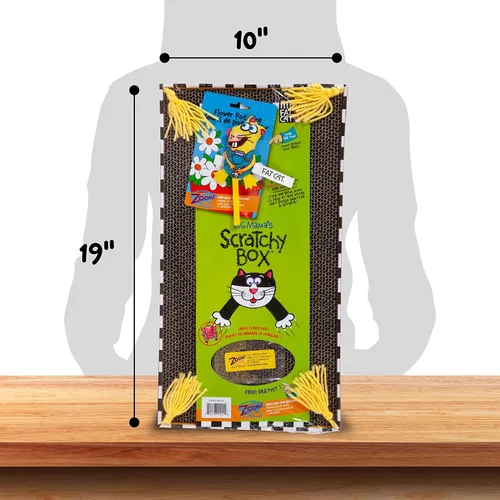 Vista 3 de FAT CAT La caja de juguetes para gatos Big Mama's Scratch incluye hierba gatera 100% orgánica cultivada en los Estados Unidos