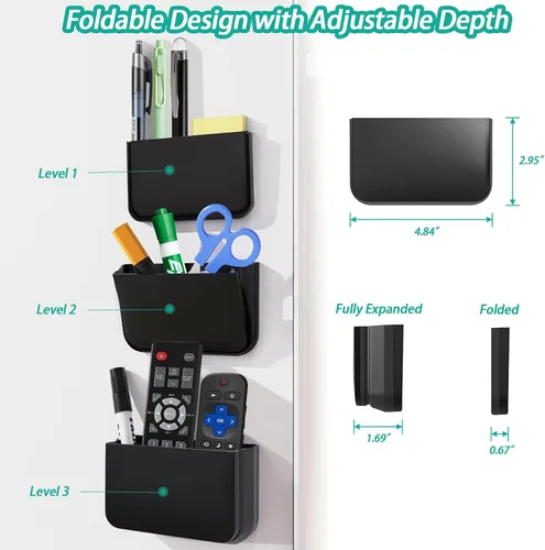 Vista 3 de Freewindo Magnetic Remote Control Holder Wall Mount, 2 Pack TV Remote Holder Wall Mount, Magnetic Pen Holders for Refrigerator, Whiteboard Marker