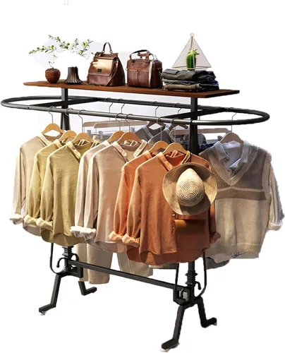 Vista 8 de Perchero redondo para ropa de pie comercial, estante para colgar ropa de hierro ovalado, para colgar ropa de dormitorio, exhibición de boutiques